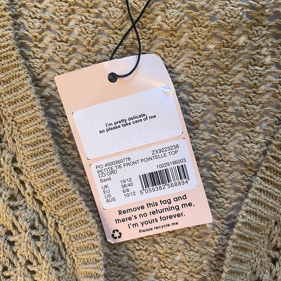 Missguided Pointelle Matching Set Tan Crotchet Crop Top & Skirt Size 6/8 petite - Picture 12 of 15